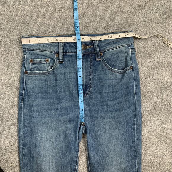 Pistola Jeans Womens 25 Denim Aline High Waist Ankle Skinny Whiskered Fringe Hem - Picture 3 of 9